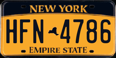 NY license plate HFN4786
