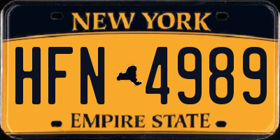 NY license plate HFN4989