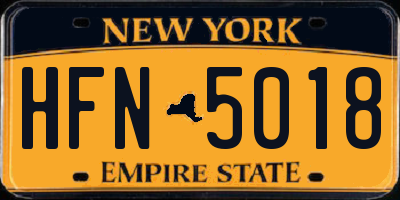 NY license plate HFN5018