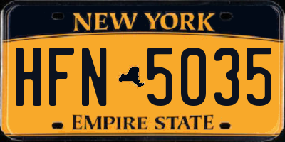 NY license plate HFN5035