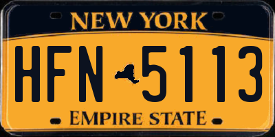 NY license plate HFN5113