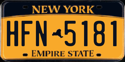 NY license plate HFN5181