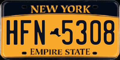 NY license plate HFN5308