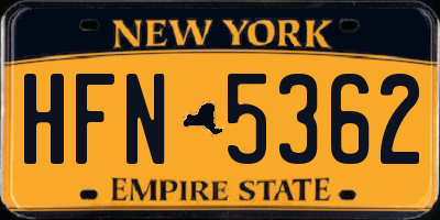NY license plate HFN5362
