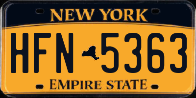 NY license plate HFN5363
