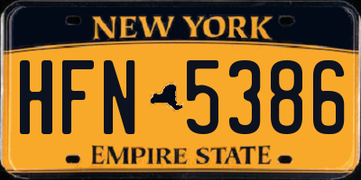 NY license plate HFN5386
