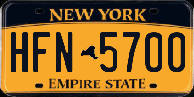 NY license plate HFN5700