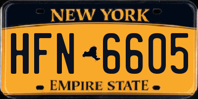 NY license plate HFN6605