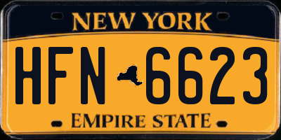 NY license plate HFN6623