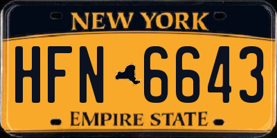 NY license plate HFN6643