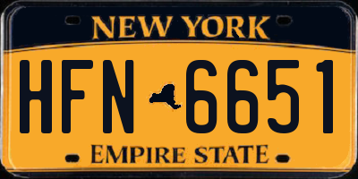 NY license plate HFN6651
