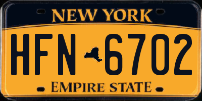 NY license plate HFN6702