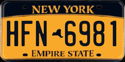 NY license plate HFN6981