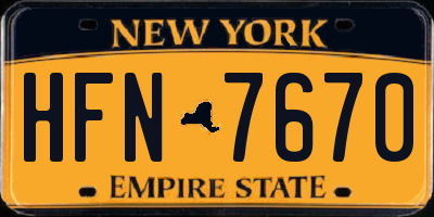 NY license plate HFN7670