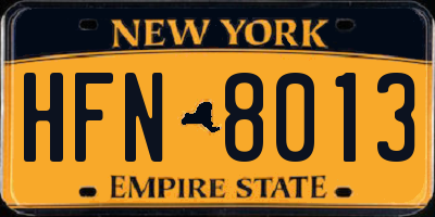 NY license plate HFN8013