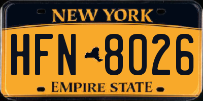 NY license plate HFN8026
