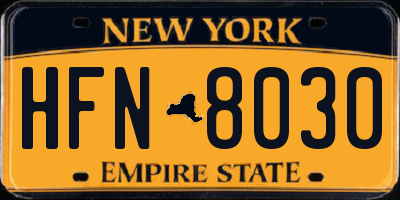 NY license plate HFN8030