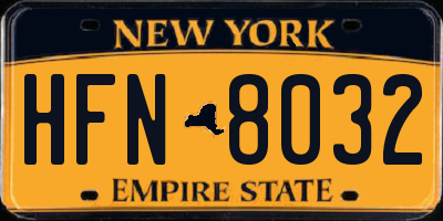NY license plate HFN8032