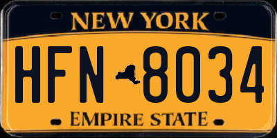 NY license plate HFN8034