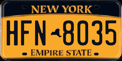NY license plate HFN8035