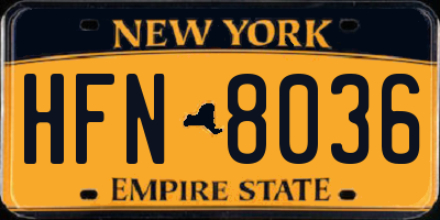 NY license plate HFN8036