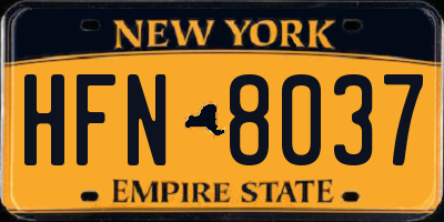 NY license plate HFN8037