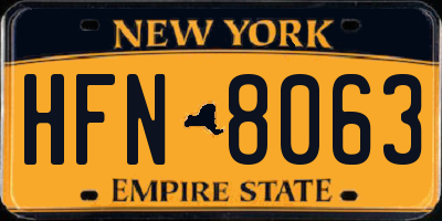 NY license plate HFN8063