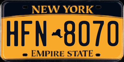 NY license plate HFN8070