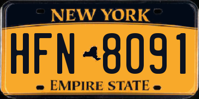 NY license plate HFN8091