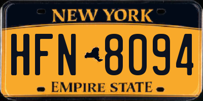 NY license plate HFN8094