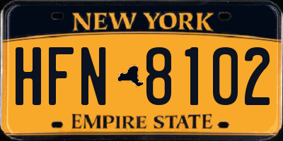 NY license plate HFN8102