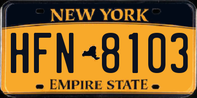 NY license plate HFN8103