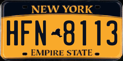 NY license plate HFN8113
