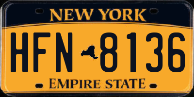 NY license plate HFN8136