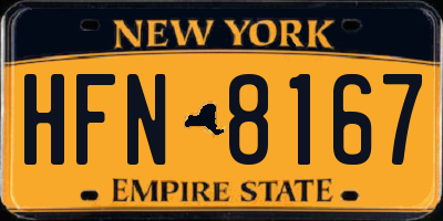 NY license plate HFN8167