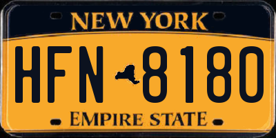 NY license plate HFN8180