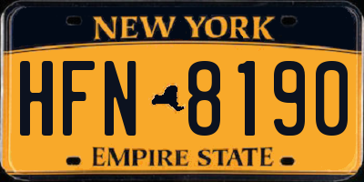 NY license plate HFN8190