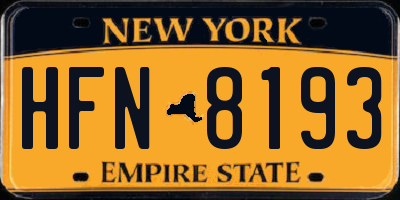 NY license plate HFN8193