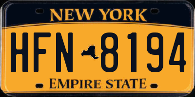 NY license plate HFN8194