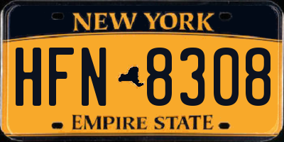 NY license plate HFN8308