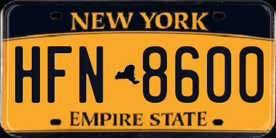 NY license plate HFN8600