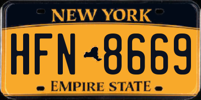 NY license plate HFN8669