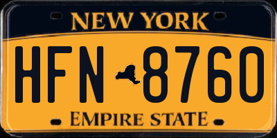 NY license plate HFN8760