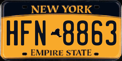 NY license plate HFN8863