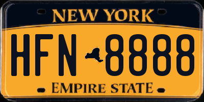 NY license plate HFN8888