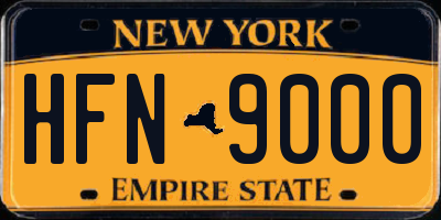 NY license plate HFN9000