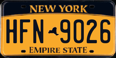NY license plate HFN9026