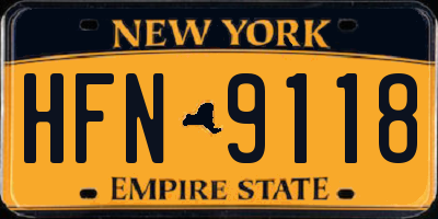 NY license plate HFN9118