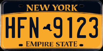 NY license plate HFN9123