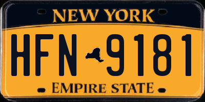 NY license plate HFN9181